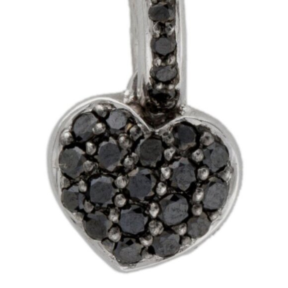 AARON BASHA 18K 750 WHITE GOLD BLACK DIAMOND PAVE HEART CHARM - Picture 6 of 6